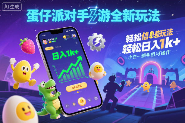 蛋仔派对手游全新玩法，轻松日入1k+，风口信息差玩法，当天见收益，小白一部手机可操作| 网创圈