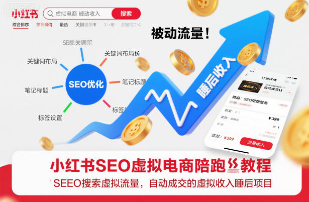 小红书SEO虚拟电商陪跑教程，实现seo搜索被动流量，自动成交的被动收入睡后项目| 网创圈