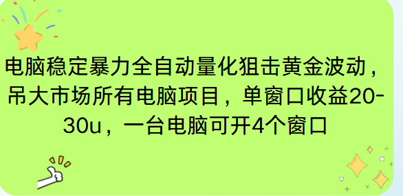 电脑EA策略挂机项目单窗口收益20-30u，单电脑可挂5-10个窗口收益稳健4位数| 网创圈