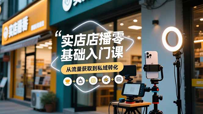 实体店播零基础入门课，实体店+短视频+直播+微信生态+私域社群，从流量获取到私域转化| 网创圈