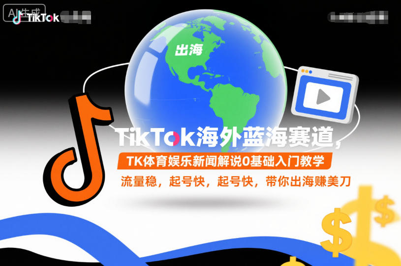 TikTok海外蓝海赛道，TK体育娱乐新闻解说0基础入门教学，流量稳，起号快，带你出海賺美刀| 网创圈