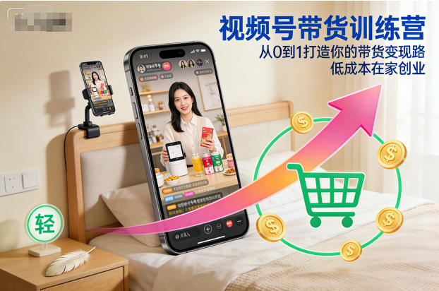 视频号带货训练营，从0到1打造你的带货变现路，低成本在家创业| 网创圈