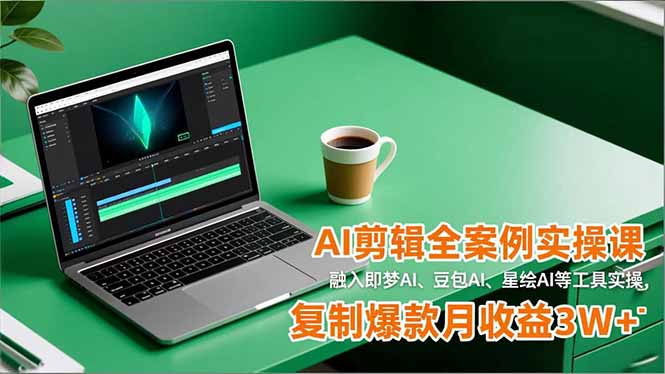 AI剪辑全案例实操课，融入即梦AI、豆包AI、星绘AI等工具实操，复制爆款月收益3W+| 网创圈