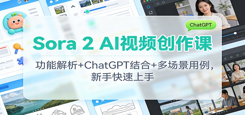 Sora 2 AI视频创作课：功能解析+ChatGPT结合+多场景用例，新手快速上手| 网创圈