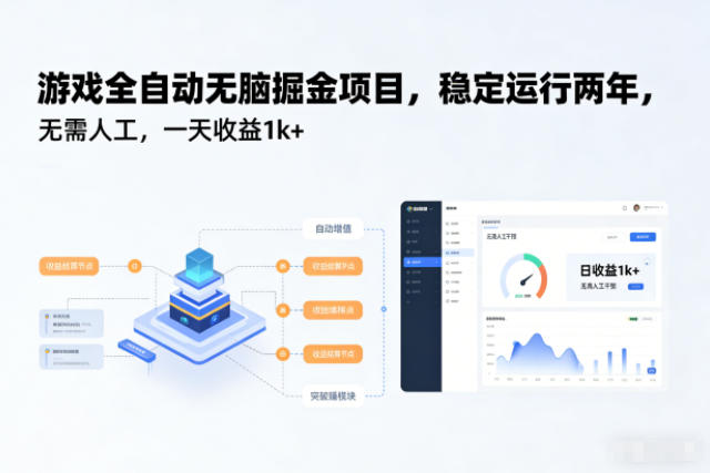 游戏全自动无脑掘金项目，稳定运行两年，无需人工，一天收益1k+【揭秘】| 网创圈