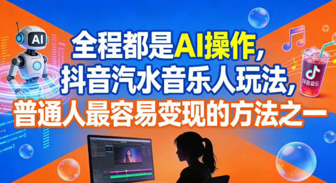 全程都是AI操作，抖音汽水音乐人玩法，普通人最容易变现的方法之一| 网创圈