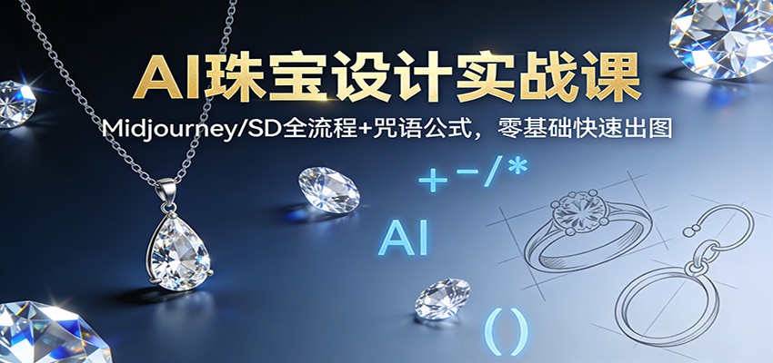 AI珠宝设计实战课：Midjourney/SD全流程+咒语公式，零基础快速出图| 网创圈