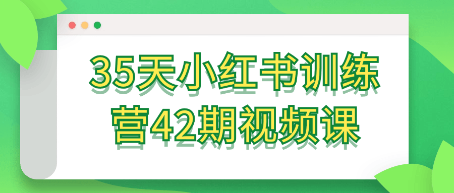 35天小红书训练营42期视频课| 网创圈