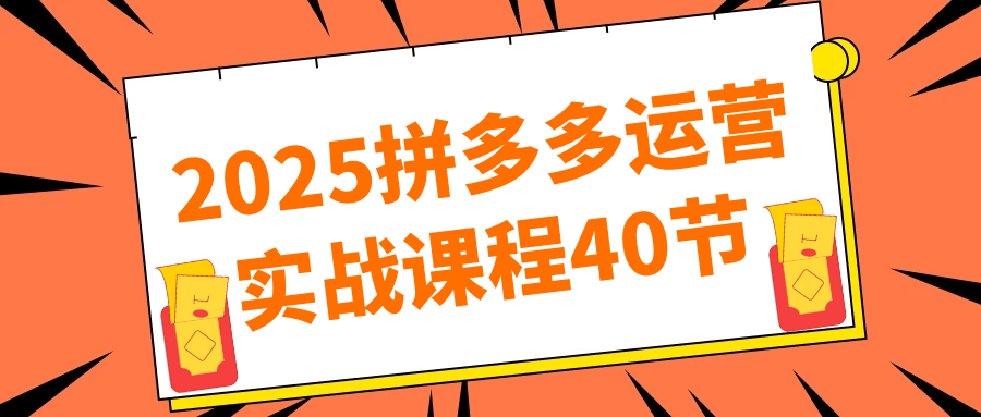 2025拼多多运营实战课程40节| 网创圈