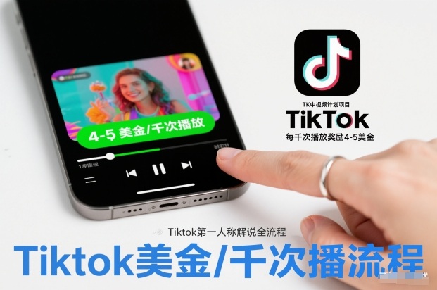 TK中视频计划项目，Tiktok第一人称解说流程，每干次播放奖励4-5美金| 网创圈