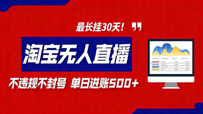 2026淘宝无人直播带货，不违规不封号，每日收益500+，最长挂30 天！| 网创圈