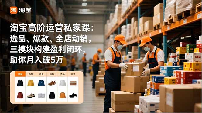 淘宝高阶运营私家课：选品、爆款、全店动销，三模块构建盈利闭环，助你月入破5万| 网创圈