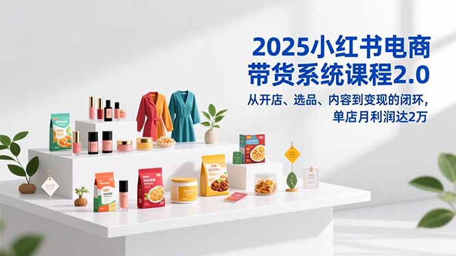 2025小红书电商带货系统课程2.0，从开店、选品、内容到变现的闭环，单店月利润达2万| 网创圈