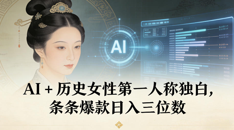 AI+历史女性第一人称独白，条条爆款日入三位数| 网创圈