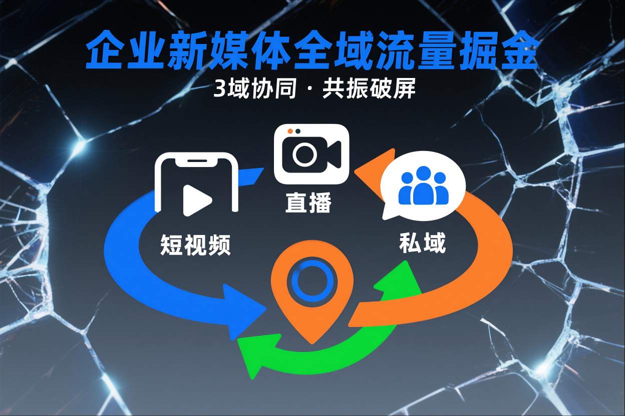 短视频全域商业模式，企业新媒体全域流量掘金，3域协同，共振破屏，短视频-直播-私域-地域| 网创圈