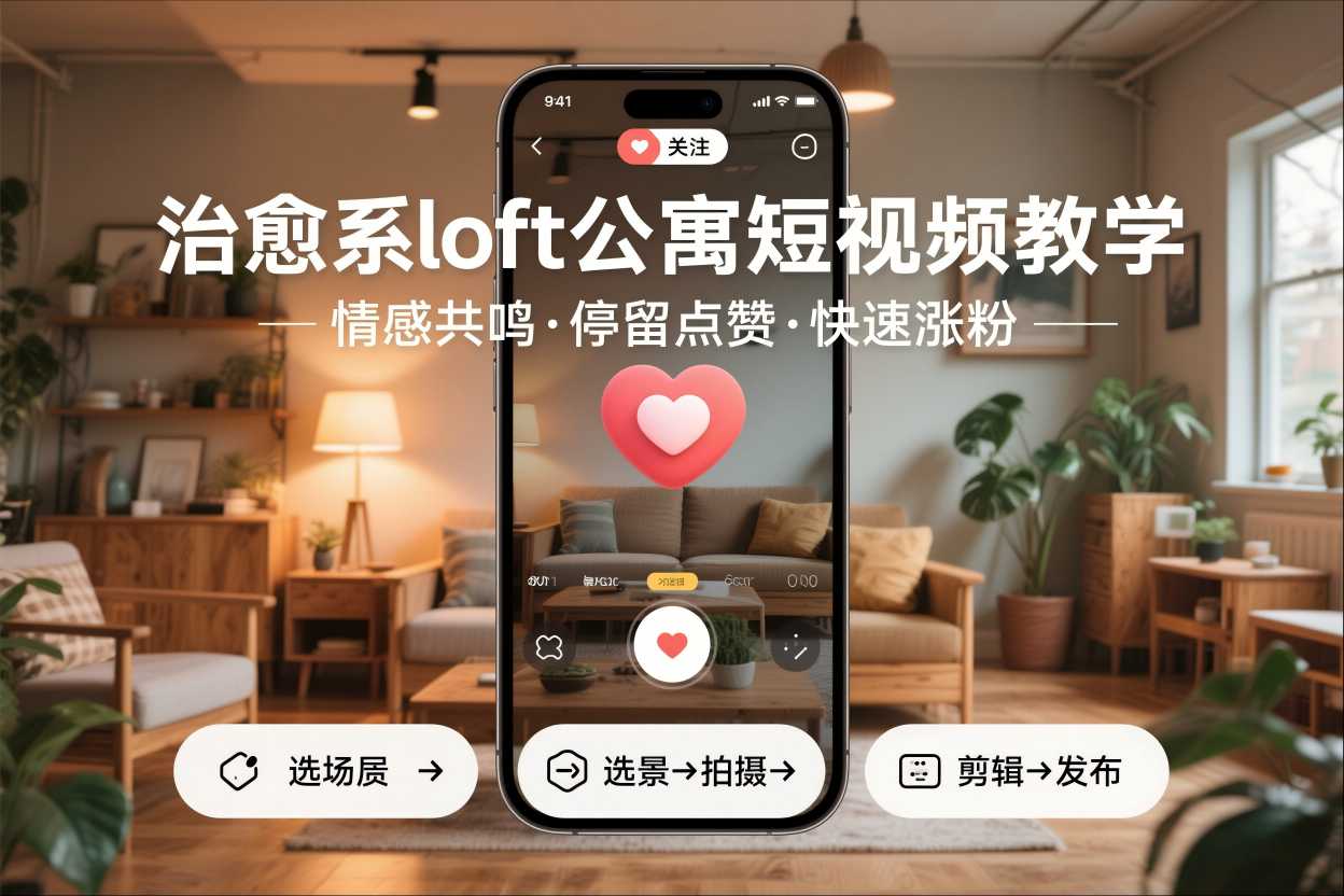 治愈系loft公寓短视频制作教学，情感共鸣引停留点赞关注，快速起号涨粉| 网创圈