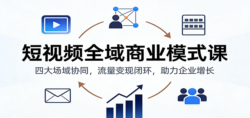 短视频全域商业模式课：四大场域协同，流量变现闭环，助力企业增长| 网创圈