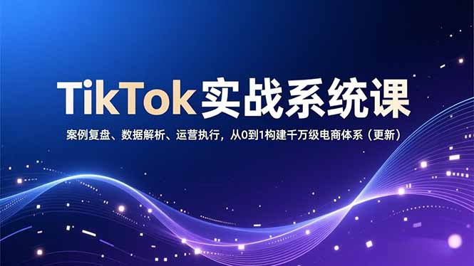 TikTok实战系统课，案例复盘、数据解析、运营执行，从0到1构建千万级电商体系(更新| 网创圈