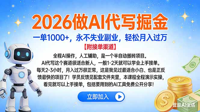 2026做AI代写掘金，一单1000+，永不失业副业，轻松月入过万| 网创圈