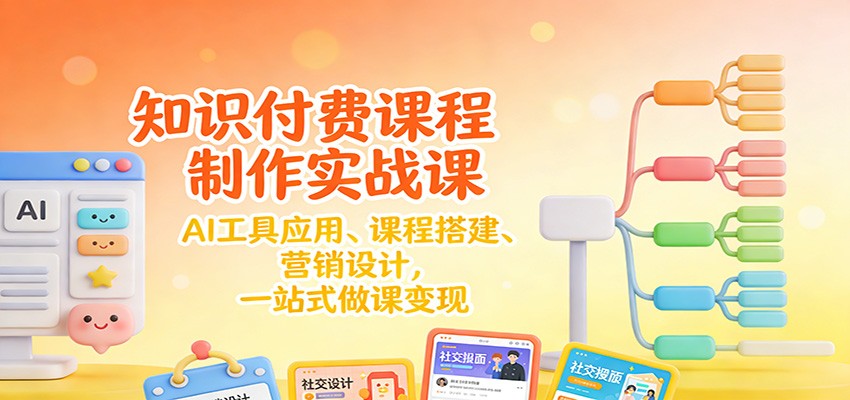 知识付费课程制作实战课：AI工具应用 、课程搭建、营销设计，一站式做课变现| 网创圈