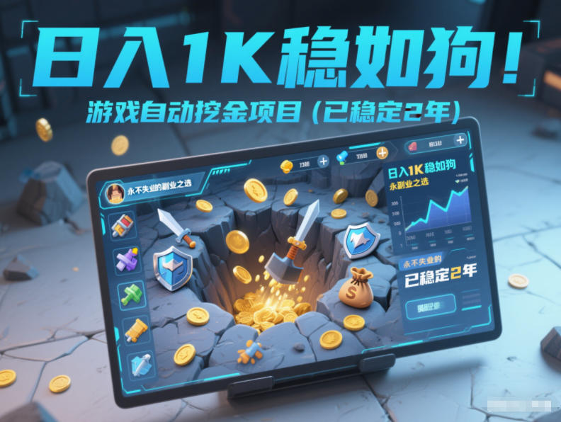 日入1K稳如狗！游戏自动挖金项目(已稳定2年)，永不失业的副业之选【揭秘】| 网创圈