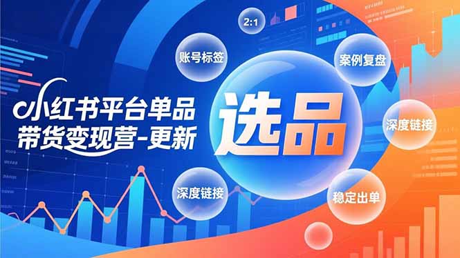 小红书平台单品带货变现营-更新，极致选品、账号标签、案例复盘，深度链接，快速启动稳定出单| 网创圈