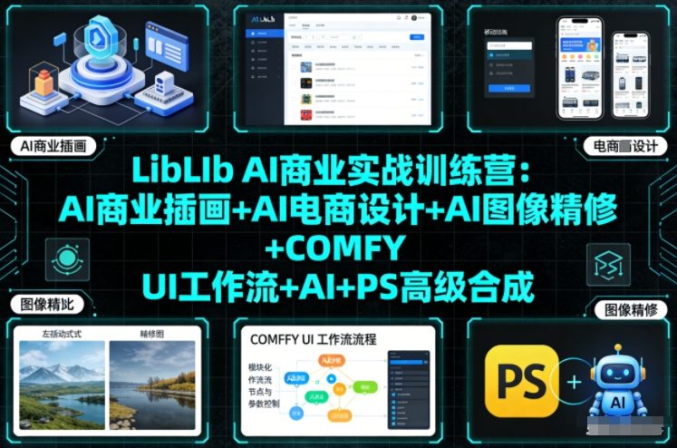 LibLIb AI商业实战训练营：AI商业插画+AI电商设计+AI图像精修+COMFY UI工作流+AI+PS高级合成| 网创圈
