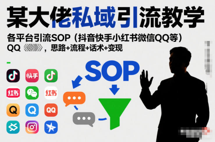 某大佬私域引流教学，各平台引流SOP(抖音快手小红书微信QQ等)，思路+流程+话术+变现| 网创圈