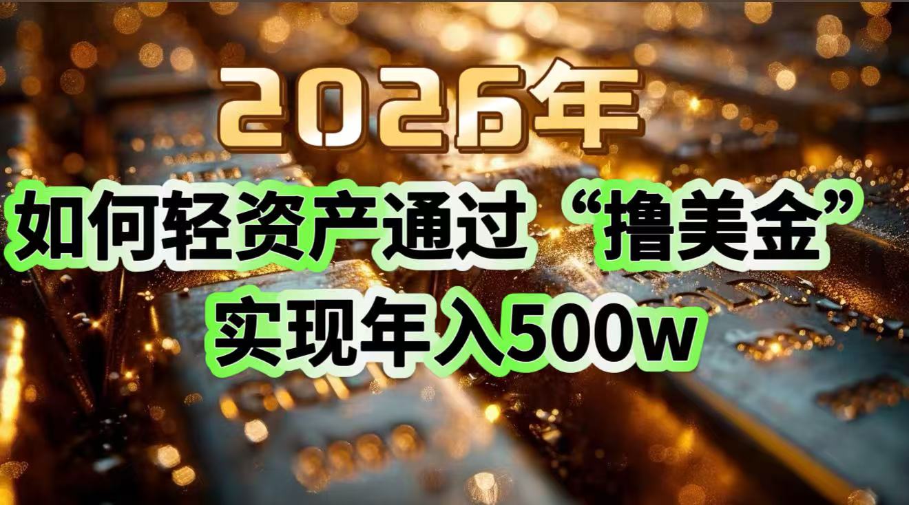 2026年如何轻资产通过“撸美金”实现年入500w| 网创圈