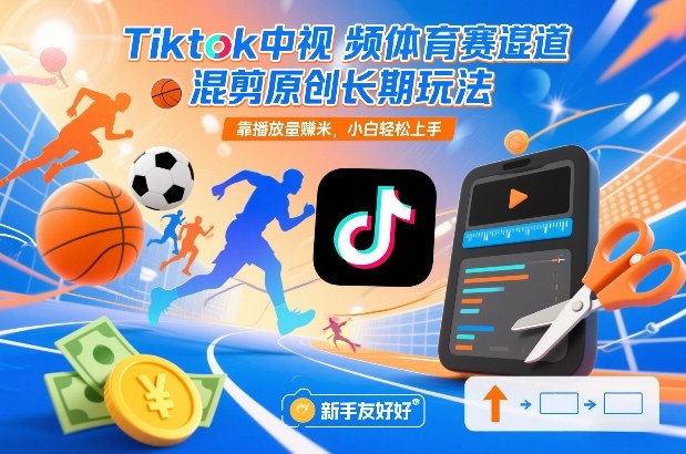 Tiktok中视频体育赛道混剪原创长期玩法，靠播放量賺米，小白轻松上手| 网创圈