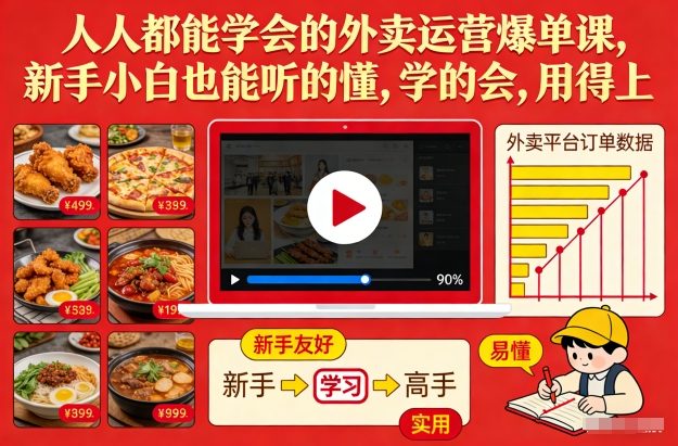 人人都能学会的外卖运营爆单课，新手小白也能听的懂，学的会，用得上| 网创圈