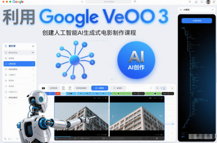 利l用Google Veo 3创建人工智能AI生成式电影制作课程，使用人工智能的力量创建令人惊叹的视频| 网创圈