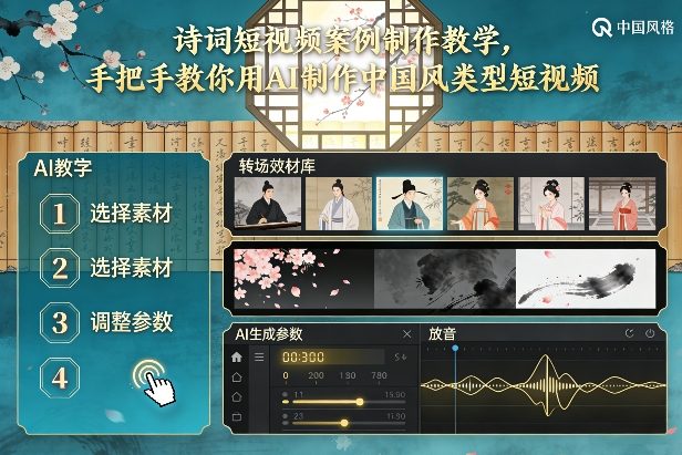 古诗词短视频案例制作教学，手把手教你用AI制作中国风类型短视频| 网创圈