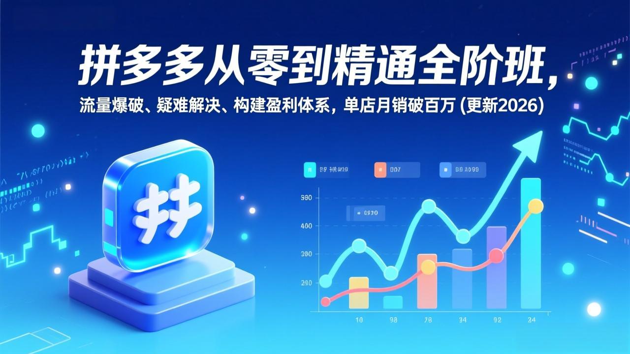 拼多多从零到精通全阶班，流量爆破、疑难解决，构建盈利体系，单店月销破百万(更新2026| 网创圈