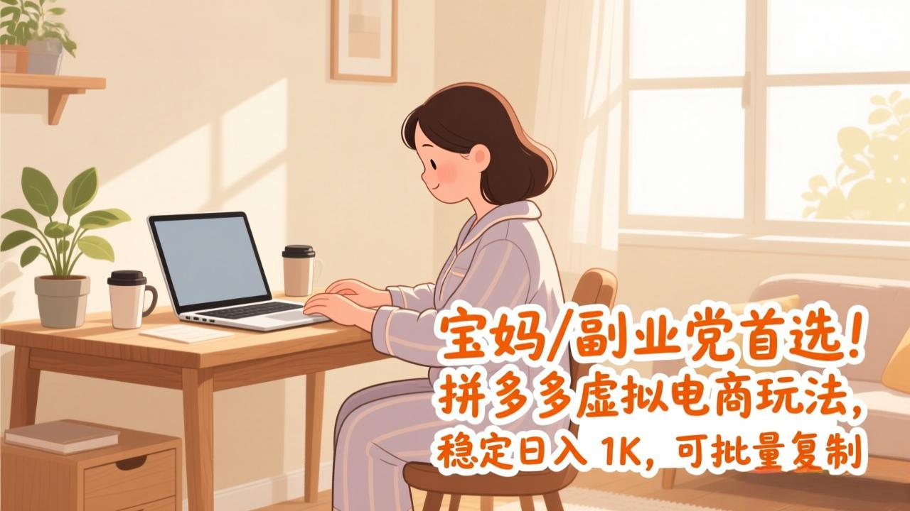 宝妈 / 副业党首选！拼多多虚拟电商玩法，稳定日入 1K，可批量复制| 网创圈