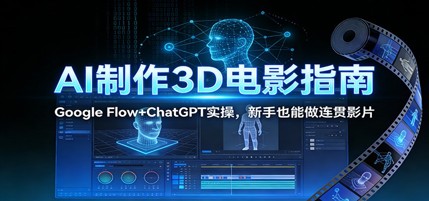 AI制作3D电影指南：Google Flow+ChatGPT实操，新手也能做连贯影片| 网创圈