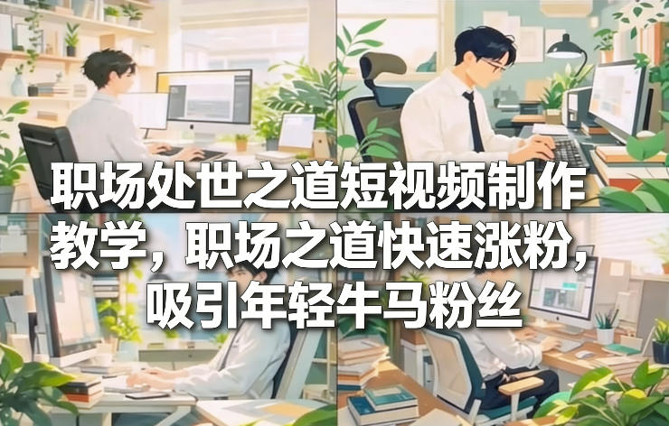职场处世之道短视频制作教学，职场之道快速涨粉，吸引年轻牛马粉丝| 网创圈
