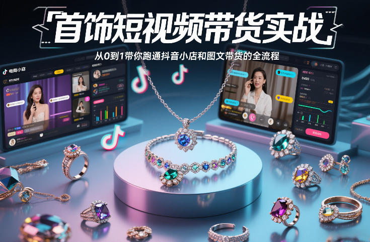 首饰短视频带货实战，从0到1带你跑通抖音小店和图文带货的全流程| 网创圈