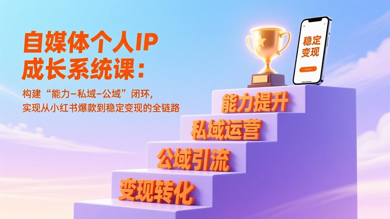 自媒体个人IP成长系统课：构建“能力-私域-公域”闭环，实现从小红书爆款到稳定变现的全链路| 网创圈