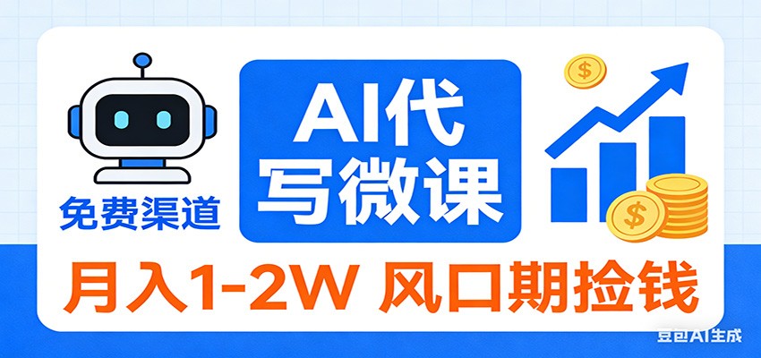 2026告别打工！AI 代写微课，提供免费渠道，月入 1-2W 风口期捡钱| 网创圈