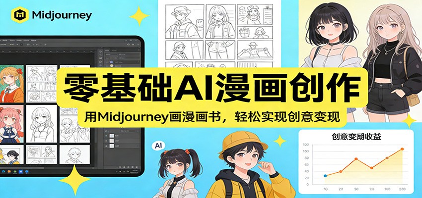 零基础AI漫画创作：用Midjourney画漫画书，轻松实现创意变现| 网创圈