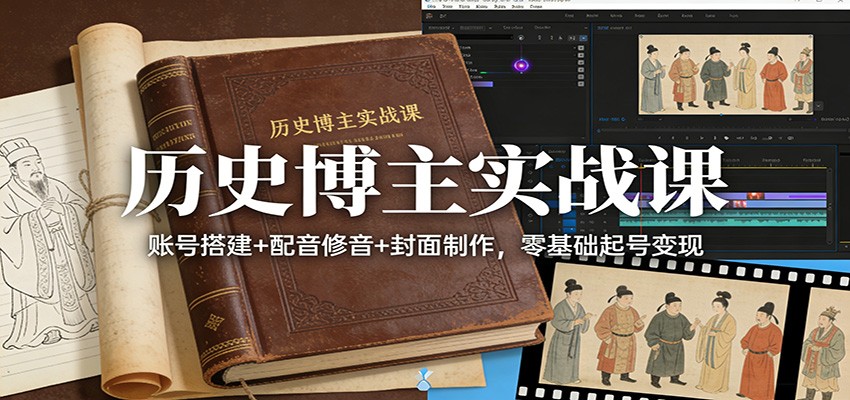 历史博主实战课：账号搭建+配音修音+封面制作，零基础起号变现| 网创圈