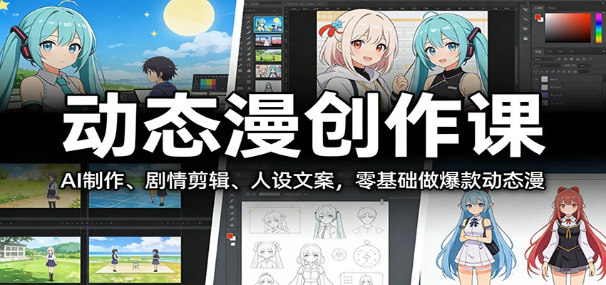 动态漫创作课：AI制作、剧情剪辑、人设文案，零基础做爆款动态漫| 网创圈