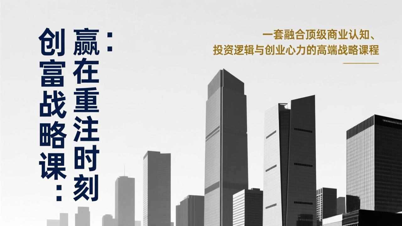 《创富战略课：赢在重注时刻》一套融合顶级商业认知、投资逻辑与创业心力的高端战略课程| 网创圈