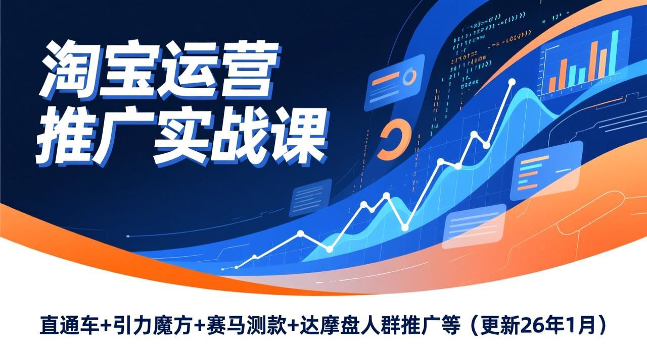 淘宝运营推广实战课，直通车+引力魔方+赛马测款+达摩盘人群推广等(更新26年1月| 网创圈