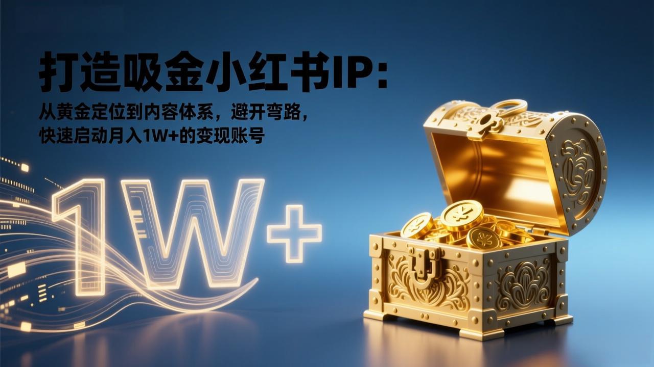 打造吸金小红书IP：从黄金定位到内容体系，避开弯路，快速启动月入1W+的变现账号| 网创圈