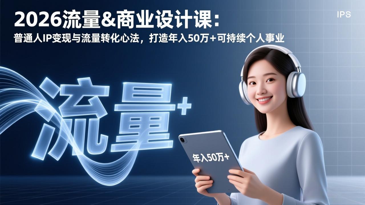 2026流量&商业设计课：普通人IP变现与流量转化心法，打造年入50万+可持续个人事业| 网创圈