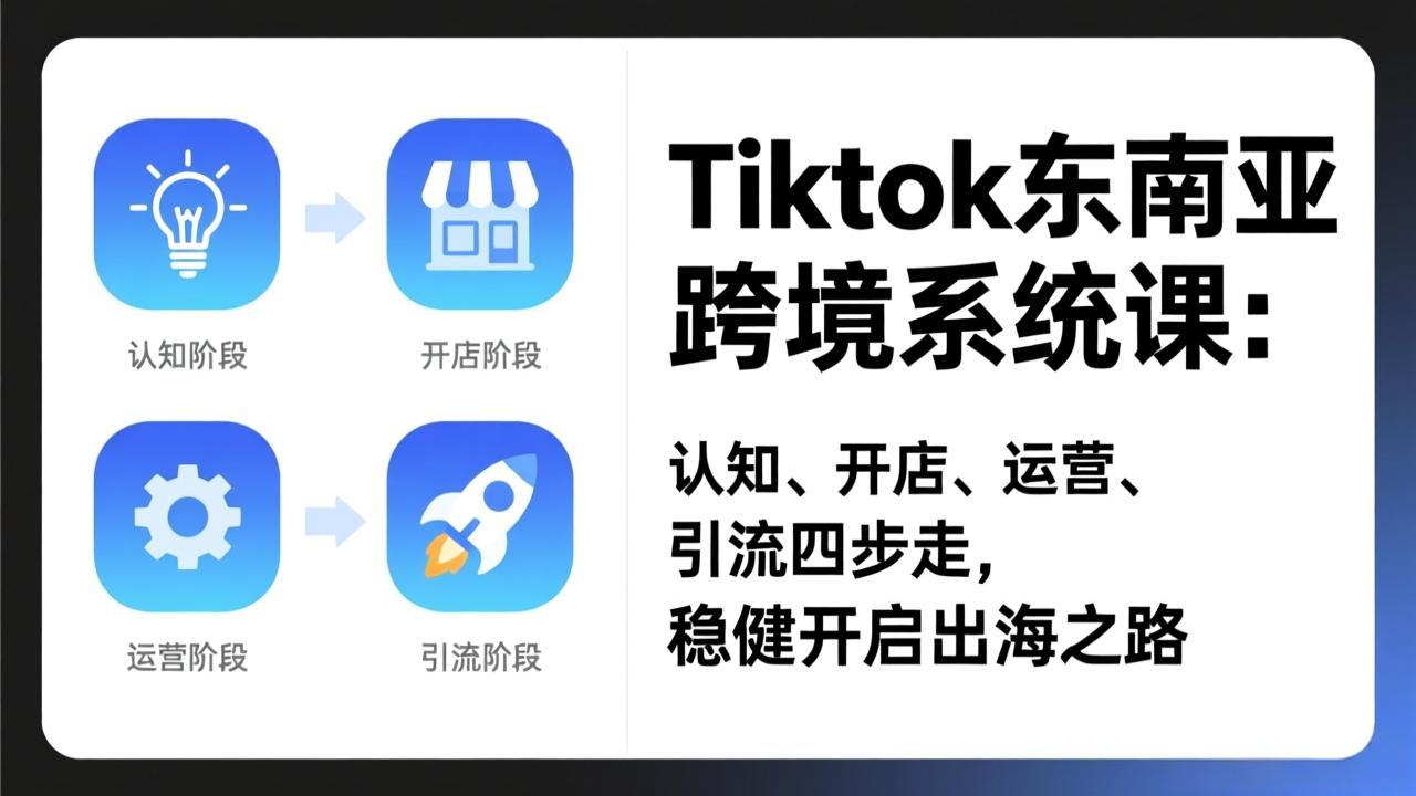 TikTok东南亚跨境系统课：认知、开店、运营、引流四步走，稳健开启出海之路| 网创圈