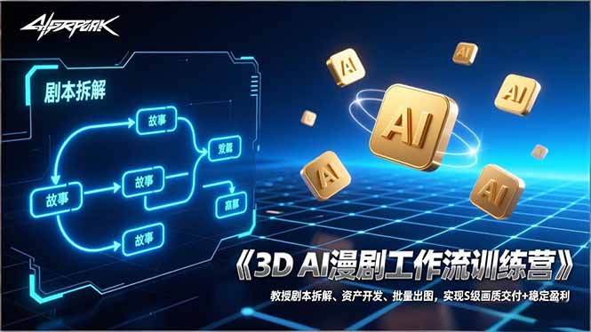 3D AI漫剧工作流训练营：教授剧本拆解、资产开发、批量出图，实现S级画质交付+稳定盈利| 网创圈