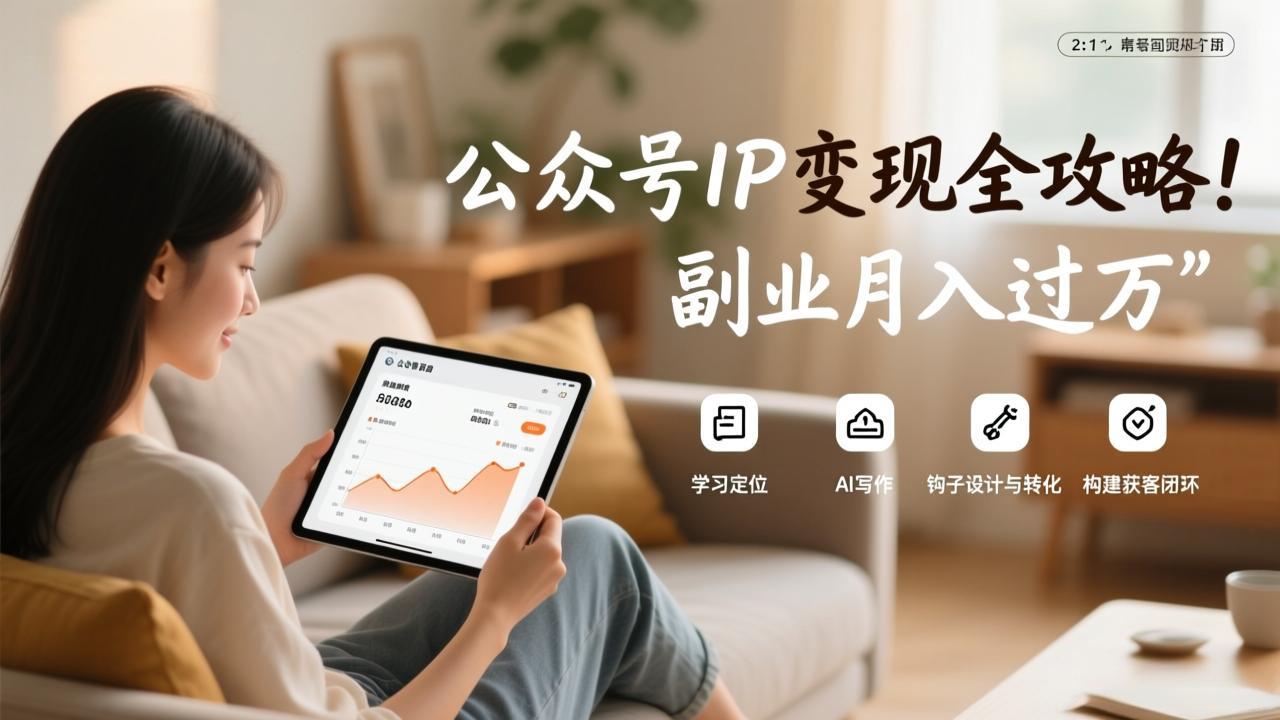 公众号IP变现全攻略，学习定位、AI写作、钩子设计与转化，构建获客闭环，副业月入过万| 网创圈
